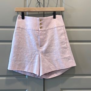 J. Crew high-waisted linen shorts in light pink, size 0